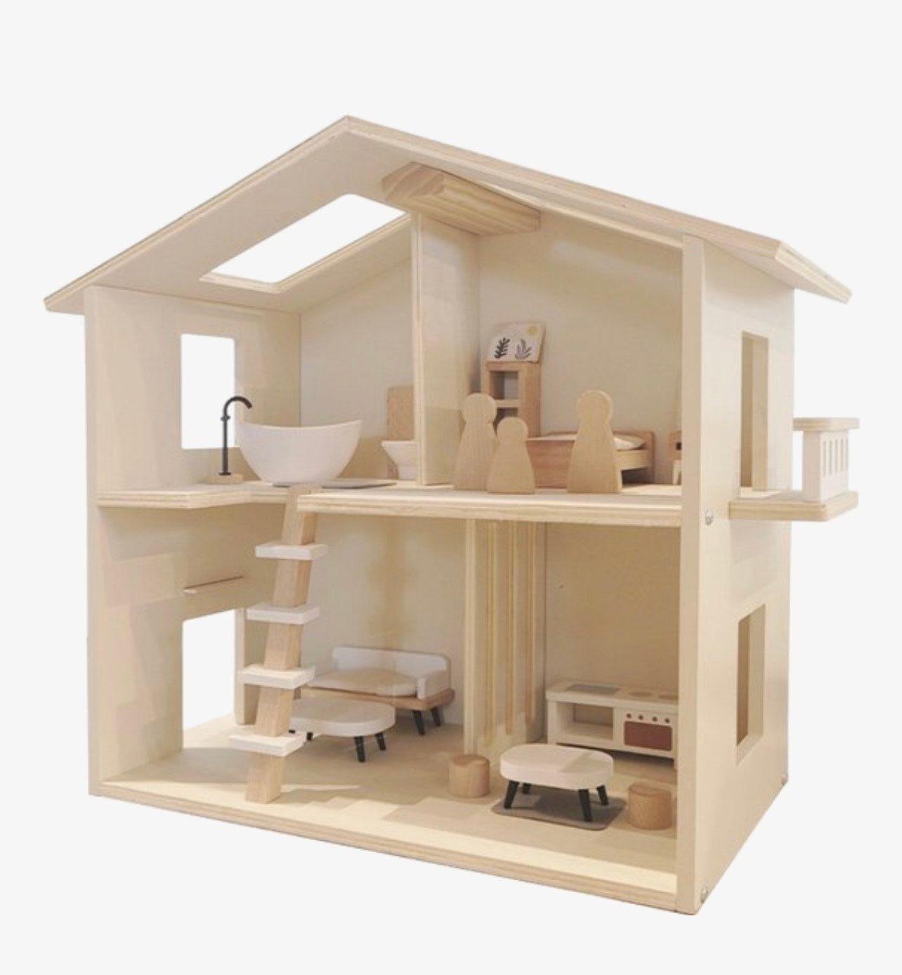 Houten Poppenhuis met Meubels