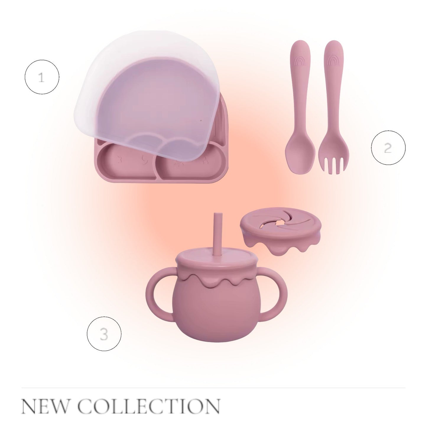 Kinderservies Set Donkerroze